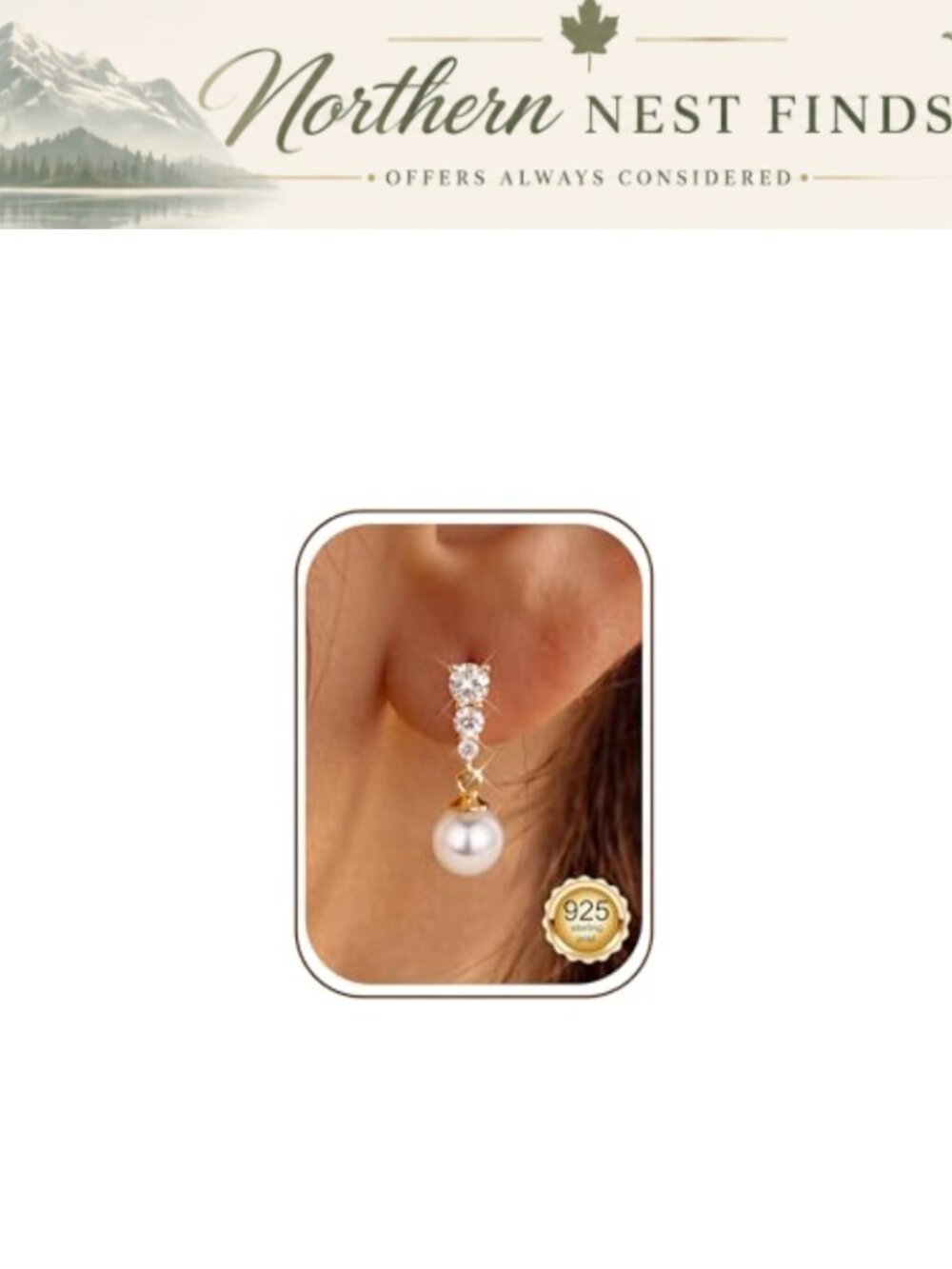 Pearl Dangle Earrings 14k Gold Plated Dainty Drop Studs for Women